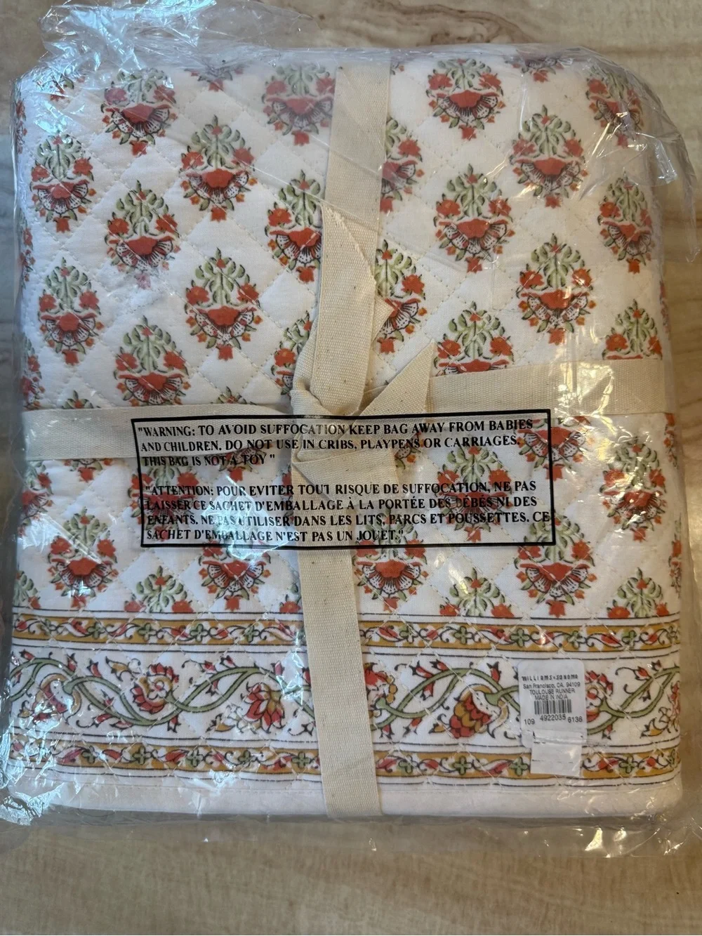 NWT WILLIAMS SONOMA TOULOUSE COTTON TABLE RUNNER 🤩  16” X 108”